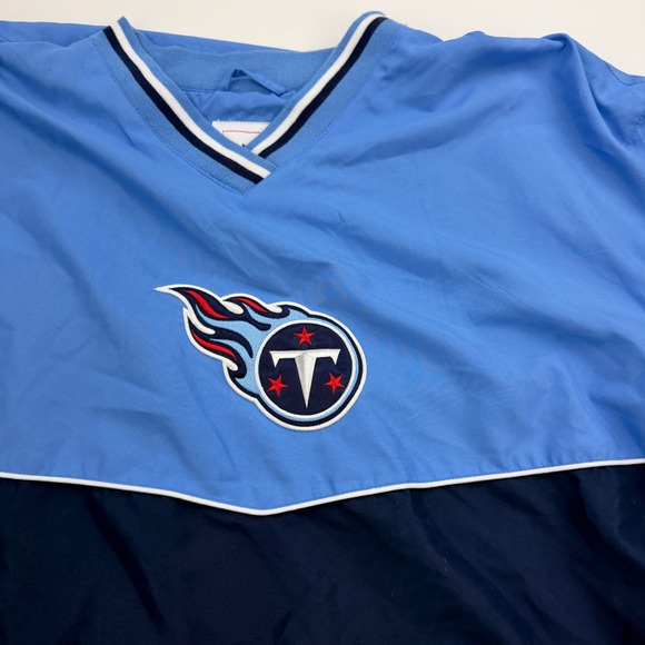 Tennessee Titans Jacket Mens 2XL Blue Pullover Windbreaker Logo V Neck - Picture 3 of 16